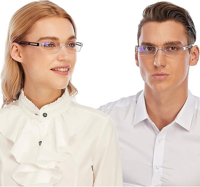 Viseng 3 pairs of reading glasses, blue light blocking glasses, computer reading glasses for men and women, fashionable rectangular one-piece glasses frame+1.0(Blue)