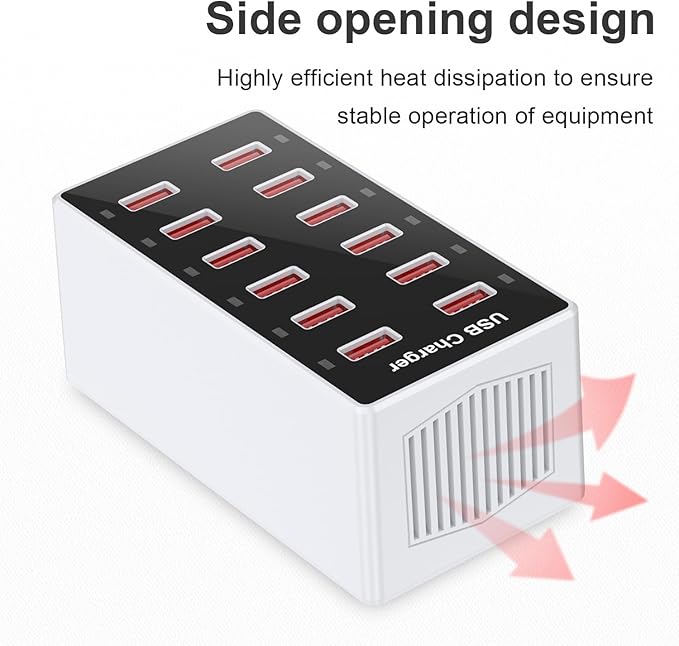 Cell Phone Wall Charger USB Charging Station for Multi 12 Ports Power Strip Charging Hub Smart Plug Charge Block Desk Device Dock for iPhone 15/14/13/iPad iPod Galaxy Watches Android Phones