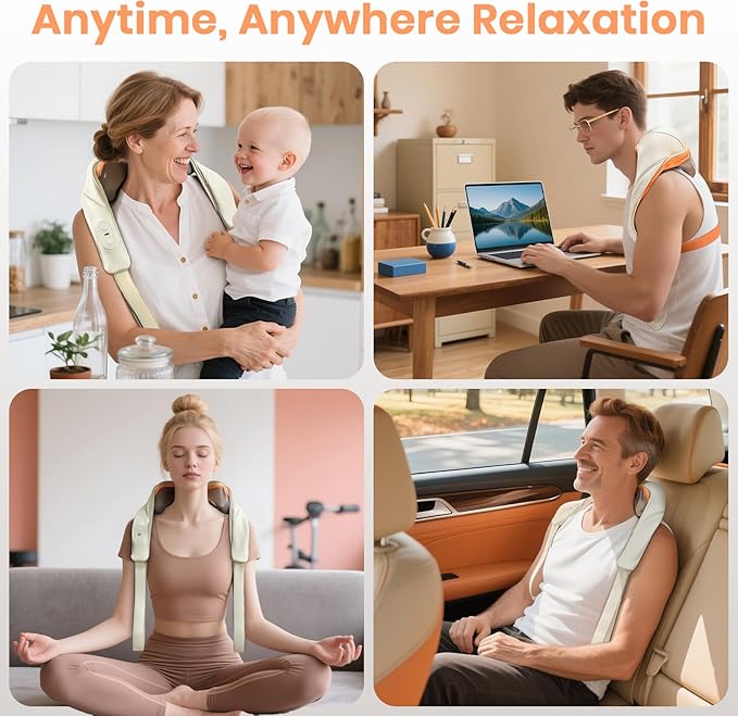 Gifts for Women / Men: 2025 NEW Shiatsu Neck Massager with Heat, Brushless Neck Massager for Pain Relief Deep Tissue with 3 Modes, Deep Kneading Shoulder and Back Massagers, Dad / Mom Gifts Birthday