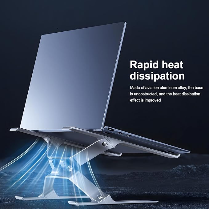 Adjustable Laptop Stand for Desk, Portable Laptop Riser, Ergonomic Computer Notebook Holder for MacBook Pro Air, Dell XPS, HP, Lenovo (13.3-17.3'') (Silver)