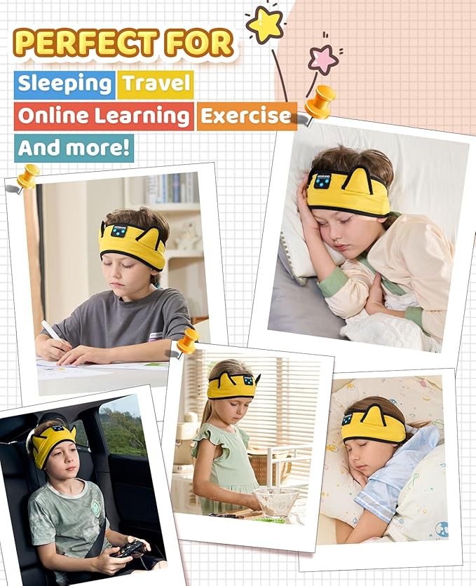 KIDSBAND Kids Headphones, Baby Headphones for Plane, Bluetooth Headphones Headband for Kids with Wired Playback 3.5 MM Jack for School Girls Boys Children,Kindle Tablet Cellphones Airplane Travel