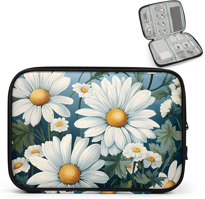 Daisy Flowers Electronics Travel Organizer Case, Tech Accessories Cable Storage Bag for Cords, Charger, Phone, Hard Drive