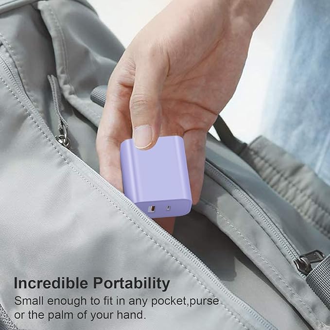 [4 Pack] USB C Charger Block Charging Block Type C Charger 20W Wall Chargers for iPhone Air/17/17 Plus/17 Pro/17 Pro Max/16/16 Plus/16 Pro/16 Pro Max/15/15 Pro/15 Pro Max/14/13/12 Pro/Samsung(Purple)