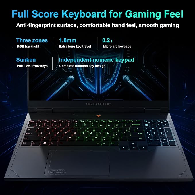 Thunderobot Radiant 16 5060 Gaming Laptop, 16" QHD+ 300Hz 2.5K Display, Core i7-14650HX, NVIDIA GeForce RTX 5060, 16GB DDR5 RAM, 512GB SSD, RGB Backlit Keyboard, Wi-Fi 6, Win11 Home