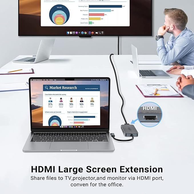 USB C Hub, ZSIMC 7-in-1 Docking Station Multiport Adapter with 4K HDMI, 100W Power Delivery, 3 USB 3.0 Ports, SD/TF Card Reader for MacBook Pro/Air, iPad Pro/Mini 6, Surface and More Type C Laptops