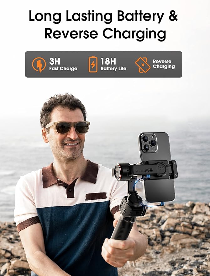 hohem iSteady M6 Gimbal Stabilizer for Smartphone, 2023 Upgrade 3-Axis Phone Gimbal for iPhone 14 Pro Max & Android, 360°Infinite Rotation, OLED Display for Video Recording