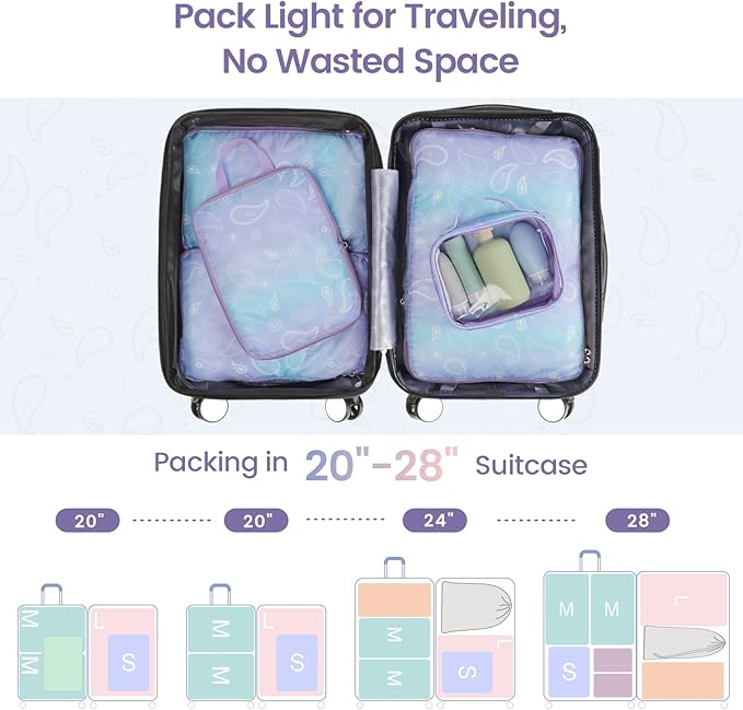 Cambond Compression Packing Cubes for Travel Women - Travel Bags Luggage Organizers Travel Essentials Compression Cubes for Travel Carry on Suitcases Organizer