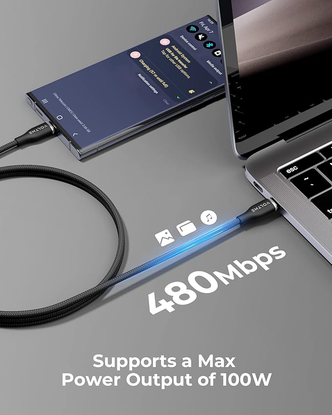 VOLTME USB C Cable (6ft 100W, 2-Pack), Premium Nylon USB C to USB C Cable 2.0, Type C Charging Cable Fast Charge for iPhone 17/16/15 Series,Galaxy S25/S24/S23,MacBook Pro 2020,and More