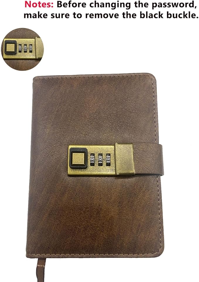 WEMATE Password Book with Lock, Password Book with Alphabetical Tabs 600+ Password Spaces, Password Logbook, Password Keeper for Computer 4.33 X 6.18 Inch Brown