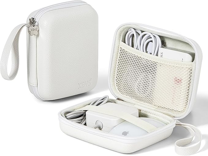 Charger Case for Macbook, Portable Tech Electronic Organizer Bag,Travel Storage Pouch for Laptop Accessories, MacBook Power Adapter, Charging Cords, USB Drives, Power Bank (White, L)