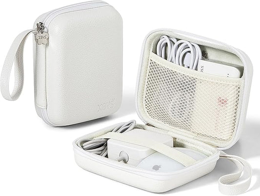 Charger Case for Macbook, Portable Tech Electronic Organizer Bag,Travel Storage Pouch for Laptop Accessories, MacBook Power Adapter, Charging Cords, USB Drives, Power Bank (White, L)