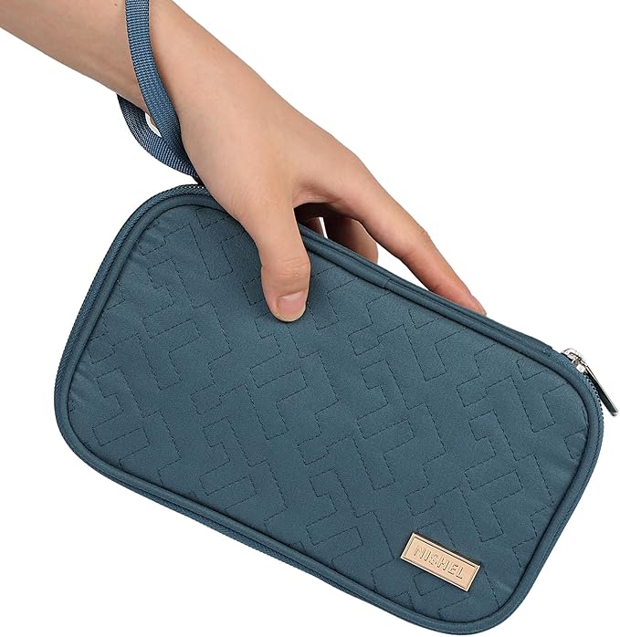 NISHEL Travel Cord Organizer Case, Double Layers Tech Electronic Bag, Essentials for Charger, Cable, Phone, Flash drive,Lake-Blue