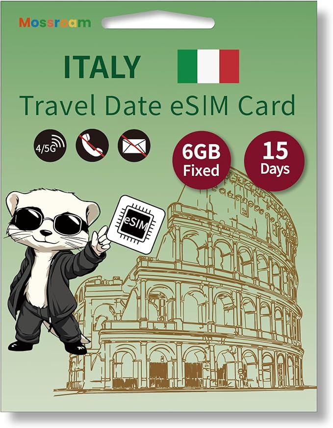 Italy eSIM Card – Prepaid Data Plans | 6 GB Fixed Data,15 Days | High-Speed 4G LTE | Ideal for Travelers