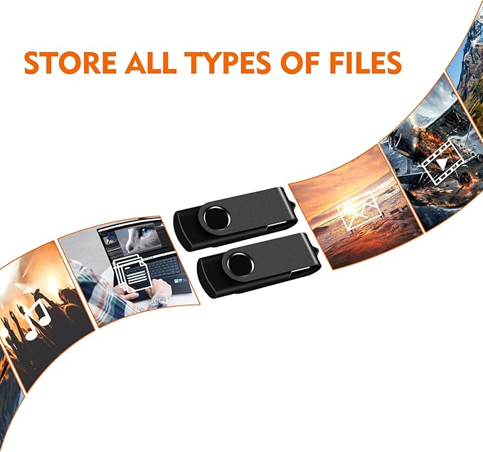32GB USB Flash Drive, AreTop 10 Pack USB 2.0 Thumb Drives Memory Stick Swivel Jump Drive for Storage and Backup (10 Pack 32GB, Black)