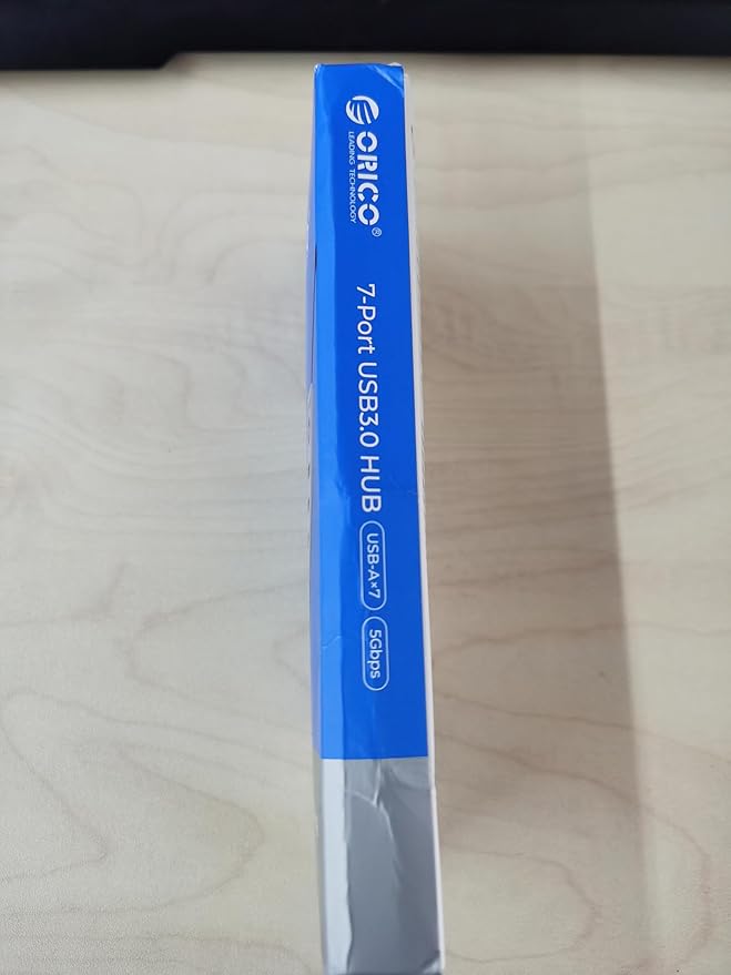 ORICO Aluminum 7-Port USB Hub with 3.28Ft Cable, Multiple USB 3.0 Hub, 5Gbps Data Transfer, 5V 3A Type-C Port, UBS-A Splitter for PC, Laptop, Desktop