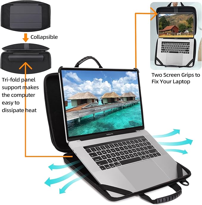 BUG 17.3 Inch Laptop Case Hard Shell, Protective Laptop Carrying Case with Stand for Heat Dissipation