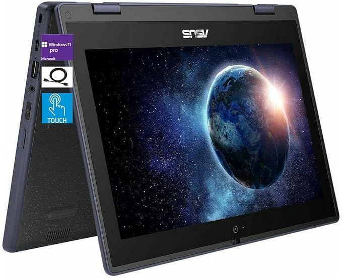 ASUS 11.6" HD Touchscreen 2 in 1 Educational Laptop, Intel Celeron N100 Processor, 4GB RAM 128GB SSD, Wi-Fi 6, Bluetooth 5.1, Spill Resistant, Anti Glare Coating, Windows 11 Pro, Mineral Gray