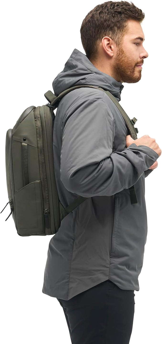 NOMATIC 14L Travel Pack - Water Resistant Laptop Bag - TSA-Ready Expandable Backpack (Olive)