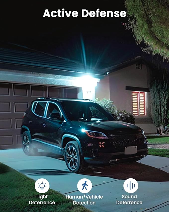 AOSU Solar Security Camera Wireless Outdoor System, 3K/5MP Battery Powered WiFi Camera for Home Security, Panoramic PTZ, Auto Tracking, Human/Vehicle Detection, Night Vision, Spotlights, 2-Way Talk