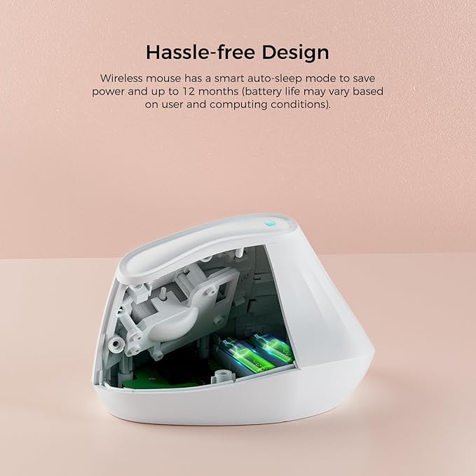 57° Ergonomic Wireless Tower Mouse, Vertical Quiet Ergo Mouse, Bluetooth(BT5.0,BT3.0)&2.4G, (800/1200/2400/2400/4000), 7 Buttons for Windows, macOS, iPadOS, Laptop, PC, White