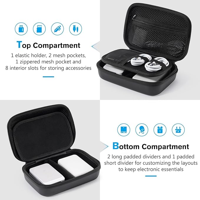 ProCase Hard Travel Electronic Organizer Case for MacBook Power Adapter Chargers Cables Power Bank Apple Magic Mouse Apple Pencil USB Flash Disk SD Card Small Portable Accessories Bag