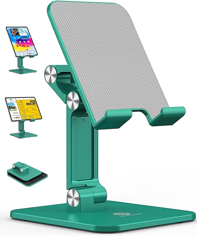 OCYCLONE Tablet Stand Compatible with iPad Holder for Desk, FoldableTablet Holder Portable Monitor Stand - Green