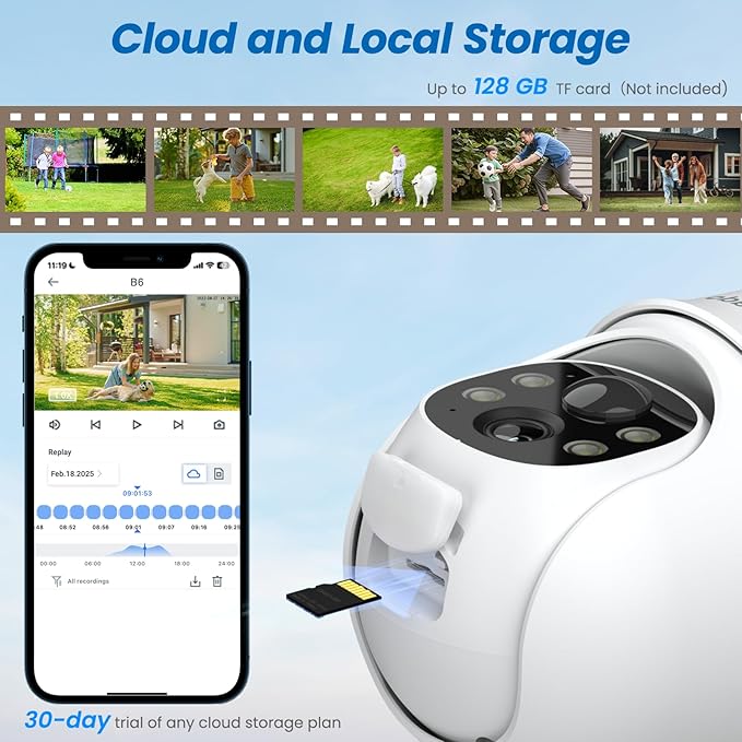 2K Cameras for Home Security-2.4G WiFi Outdoor Camera Wireless Solar/Battery Powered with solar panel, 360° Viewing, AI Human Detection, Color Night Vision, with SD Storage, Works with Alexa(2 Pack)