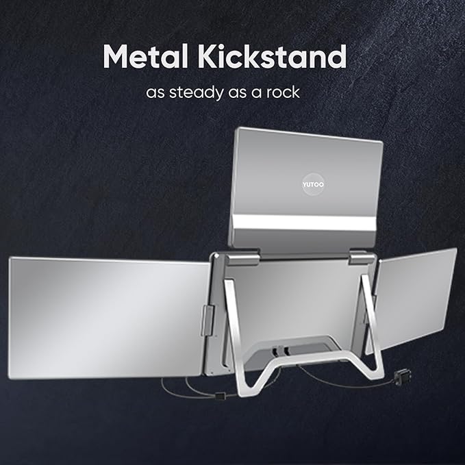 YUTOO 4 Screen Laptop Monitor Extender | for M1 M2 M3 | 1200P FHD IPS 4 Screen Monitor for Laptops 12~18 inch | Quad Screen Extender Display for MacBook/Windows/Switch/PS5 | One Cable | Driver Need