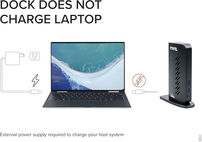 Plugable Dual DisplayPort & HDMI Docking Station - USB 3.0 & USB-C Laptop Dock for Dual Monitors, DisplayLink, Mac (Driver Required), ChromeOS & Windows, Gigabit Ethernet and Audio (UD-6950Z)