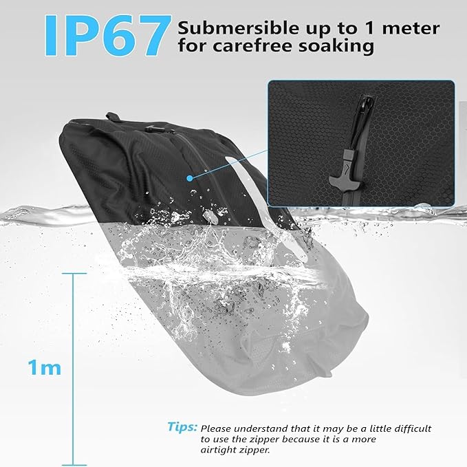 2025 Vacuum Bags for Travel with See-Through Window & 5KPa Pump Space Saver Vacuum Seal Bags for Clothing Travel IP67 Reusable Packing Organizers for Luggage, Backpack, Suitcase Black 1PC+Pump