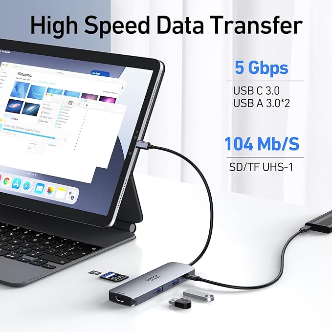 USB C Docking Station Dual HDMI Monitor, USB C to Dual HDMI Adapter with 2HDMI Ports, PD Charging, SD/TF, USB A&C 3.0 Ports, Laptop Docking Station for Dell XPS/HP/Lenovo/Surface/Yoga etc