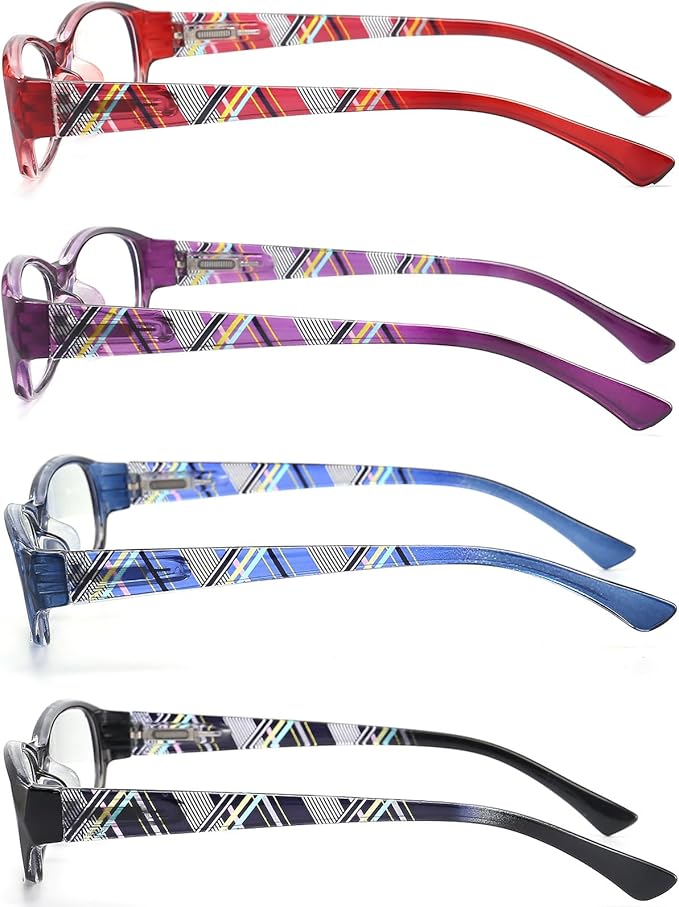 Reading Glasses Womens Men Blue Light Blocking - 4 Pack Lightweight Computer Readers +1.0 Glare Blocking Ladies Eyeglass