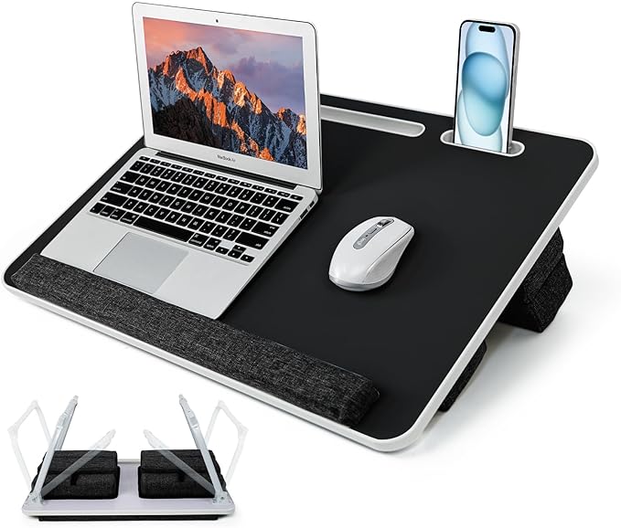 Lap Desk for Laptop with Cushion,Folding Laptop Desk for Bed,Bed Desk,Portable Computer Lap Desk,23.62"*15.74",Black