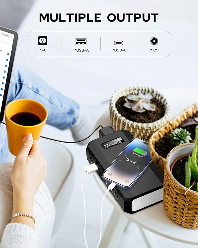 SinKeu Portable Power Bank with AC Outlet, 65W/110V Portable Laptop Charger with QC3.0 USB*1/USB-C *1, 88.8Wh/24000mAh Laptop Power Bank Fast Charging for Camping Travel Home Power Backup