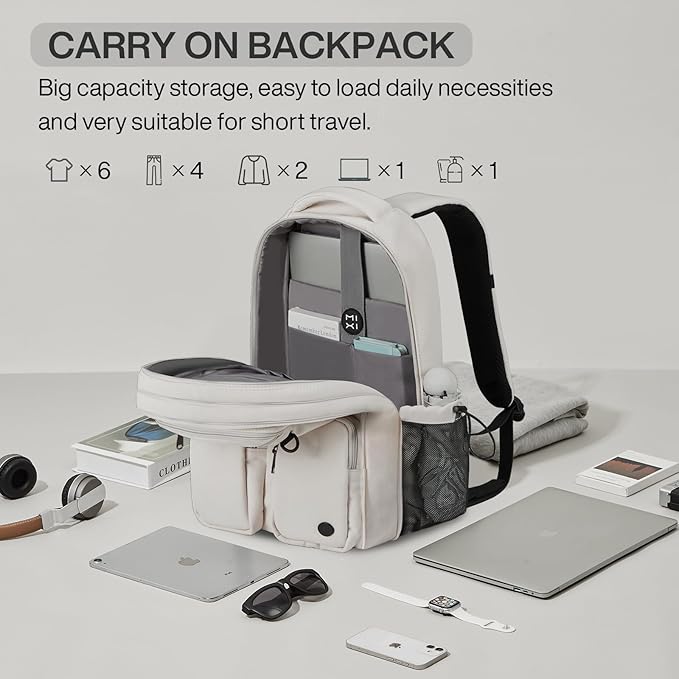 mixi Large Capacity Travel Laptop Backpack, Lightweight Durable College Bookbag Men Woman 15.6" Computer Bag, Water Resistant Outdoor Hiking Backpacks With Multifunction Pockets, 17 Inch Expandable