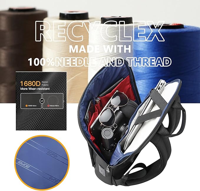 BOPai Slim Laptop Thin Business Backpack with Bottle Holder USB Charging Professional for Men Notebook Work Office Anti Theft Smart Computer 15-15.6 inch Back pack Light Black