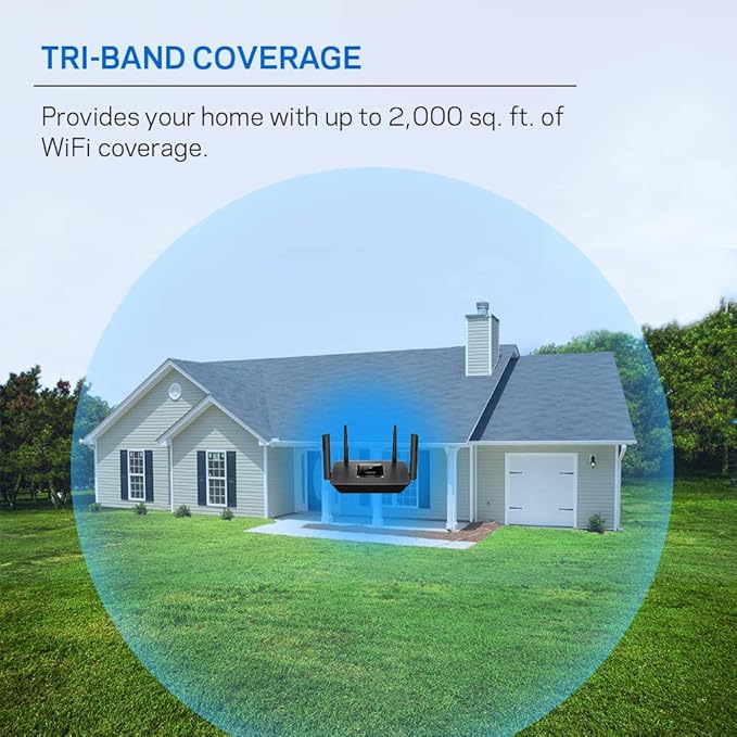 Linksys MR8300 Mesh Wi-Fi Router - Tri-Band speeds up to 2.2GHz, Wireless Mesh Router for Home AC2200, 716Mhz Quad-core Processor, 2,000 sq. ft Coverage (Renewed)