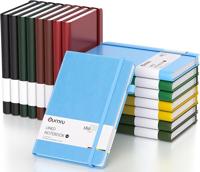 Oucaru Lined Journal Notebook, 16 Pack, 180 Pages, A5 Journals for Writing, 100 GSM Thick Paper, Small Notebooks Daily Journal for Women Men Work, Business, School, Travel Supplies