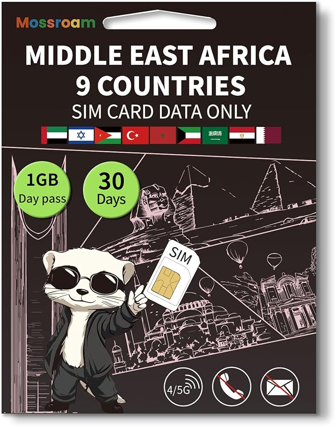 3-in-1 SIM Card for 9 Countries in The Middle East and Africa– Prepaid Data Plans | Daily 1GB,30 Days | Unlimited 4/5G Speed Internet