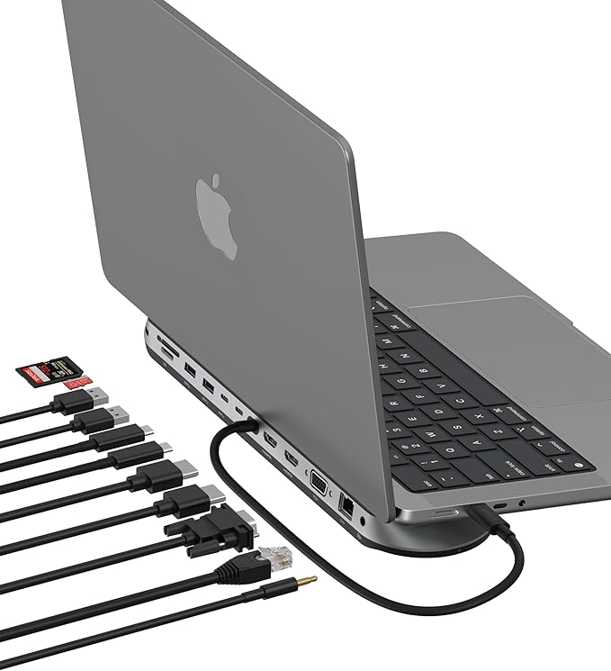 Belkin Connect 11-in-1 Universal USB-C Pro Dock w/ 3-Monitor Support, Silicon Motion Technology - Works with Mac, Windows, and Chromebook - 100W PD w/ 10Gbps Transfer Speeds & 2.5Gbps Ethernet - Grey