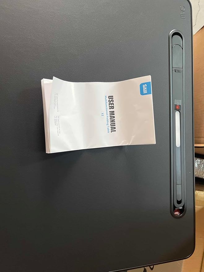 Laptop Bed Tray Desk with LED Desk Light, SAIJI Adjustable Laptop Stand for Bed, XX-Large PVC Leather Foldable Table with Book Stand,Wrist Rest, Extra Leg Room(Black)