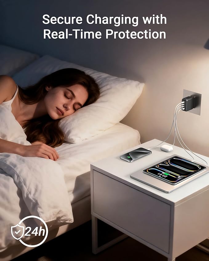 Laptop Charger, 140W MAX USB C Charger, 4-Port Multi-Device Fast Charging, Advanced GaN Power Adapter, for MacBook, iPhone 17/16 Series, Samsung Galaxy, Pixel, and More