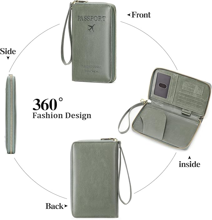 Leather RFID Blocking Passport Holder Travel Wallet, Passport Cover/Travel Wallet for Women/Men with