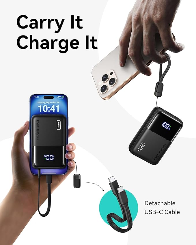 INIU Power Bank, 20000mAh 65W Ultra Compact USB C Laptop Portable Charger, PD QC Fast Charging 3-Output External Battery Pack for Laptop MacBook iPad Tablet Steam Deck iPhone 17 16 15 Pro Samsung S24