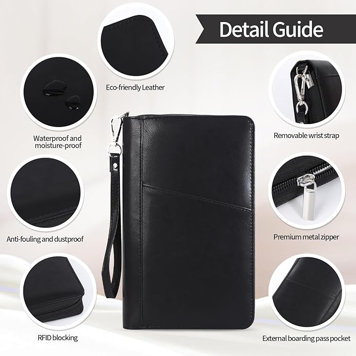 Leather Passport Holder Family, RFID Blocking Passport Wallet, Travel Essentials Premium Wallets