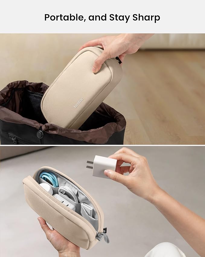 tomtoc Electronics Organizer Travel Case, Water Resistant Travel Bag Cable Organizer for Essentials, Tech Pouch Accessories Carry Storage for Cord, Phone, Cables, Airpods, USB Flash Drive, Daily Items