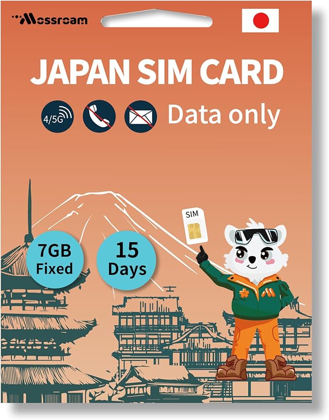 Japan SIM Card – Prepaid Data Plans |7GB Total,15 Days | High-Speed 4/5G LTE | No Daily Restrictions | Perfect for Tourists & Business Travelers