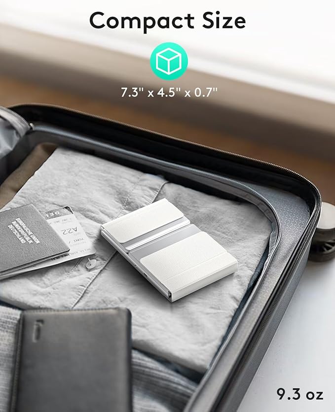 Samsers Foldable Bluetooth Keyboard with Touchpad, Full-Size Wireless Folding Keyboard with PU Leather, Portable Travel for iOS Android Windows Mac OS, Support 3 Devices (BT5.1 x 3), Silver