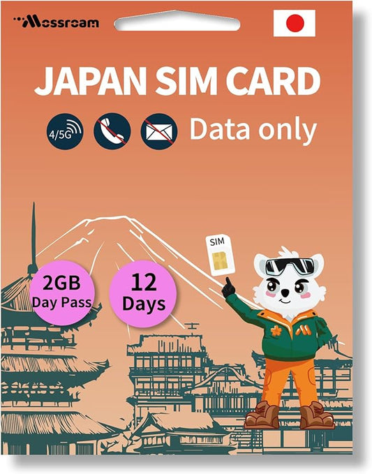 Japan SIM Card – Prepaid Data Plans | 2GB Daily,12 Days | High-Speed 4/5G LTE | No Daily Restrictions | Perfect for Tourists & Business Travelers