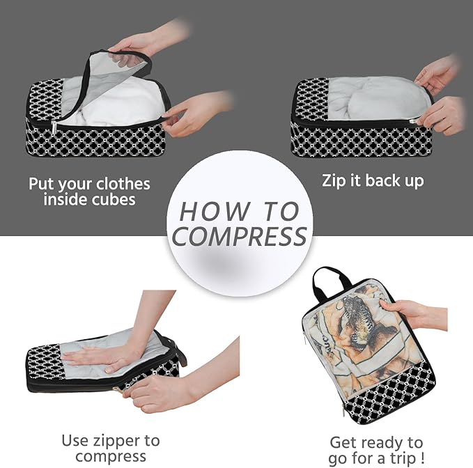 7 Pcs Compression Packing Cubes for Travel, Waterproof Suitcase Luggage Backpack Organizer with Toiletry Bag Travel Essentials for Women/Men-Plaid